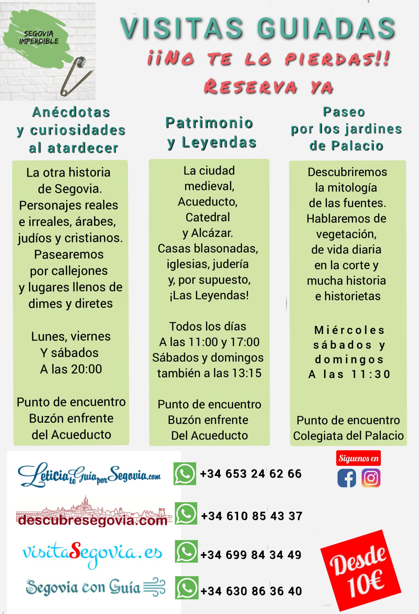 Cartel Visitas Guiadas Segovia Imperdible