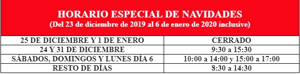 horario especial navidad jfh