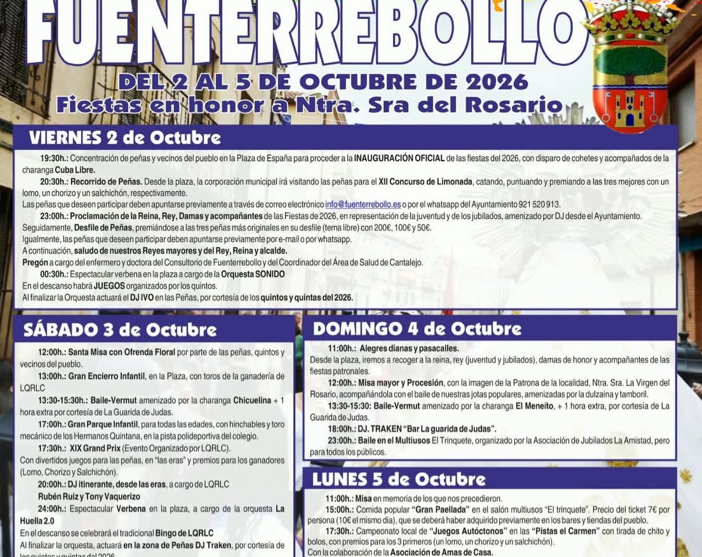 Fiestas en honor a Ntra. Sra. la Virgen del Rosario - Fuenterrebollo